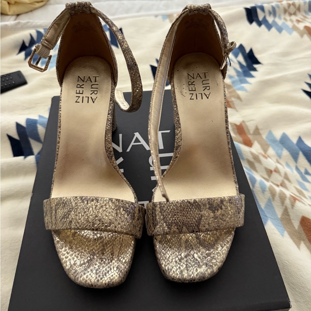 Naturalizer Snakeskin Heels - Tan